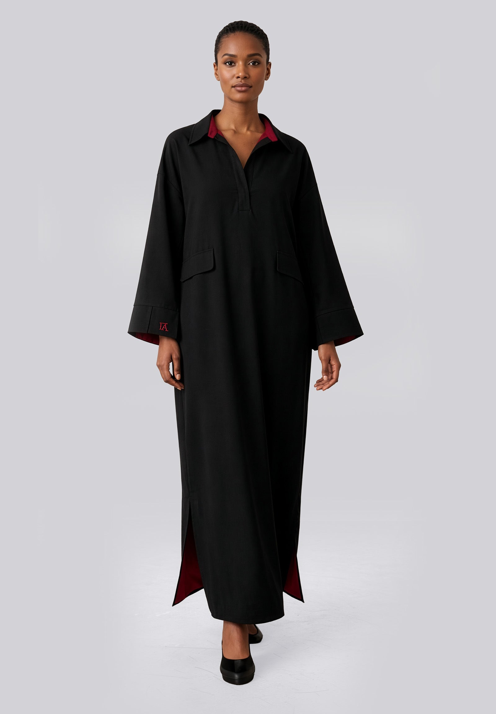 Double Lined Dress – Black/Burgundy
