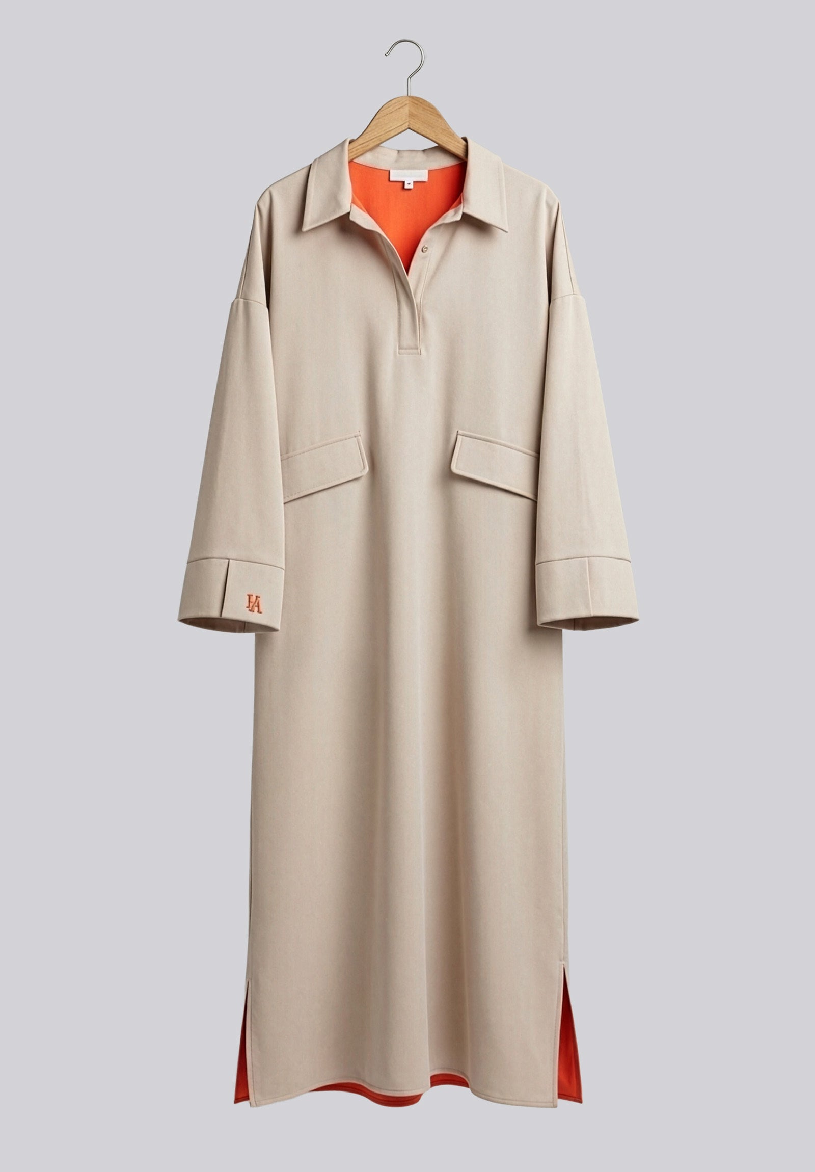 Double Lined Dress – Beige/Orange