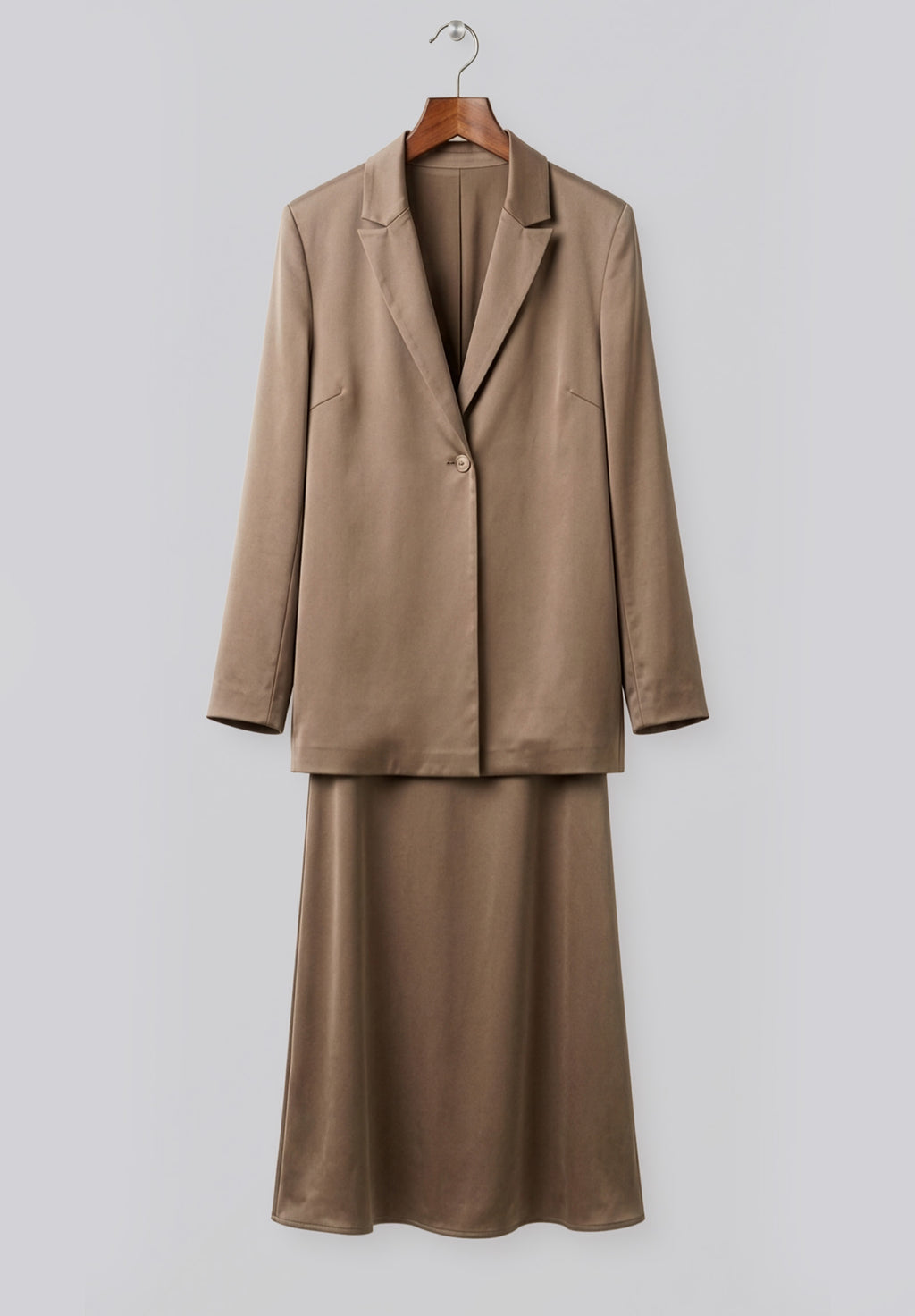 Satin modest twinset in ash brown Hanged – Hijabaya