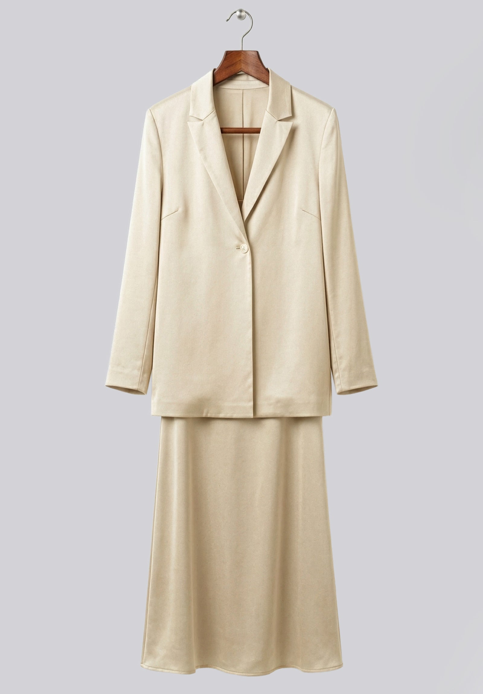 Satin modest twinset in crème Hanged – Hijabaya