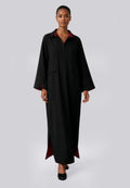 Double lined modest dress in black and burgundy – Hijabaya